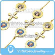 jewish rosary bracelet gold Religious Cross Virgin Mary Christian Chain Bracelet dongguan factory handmade